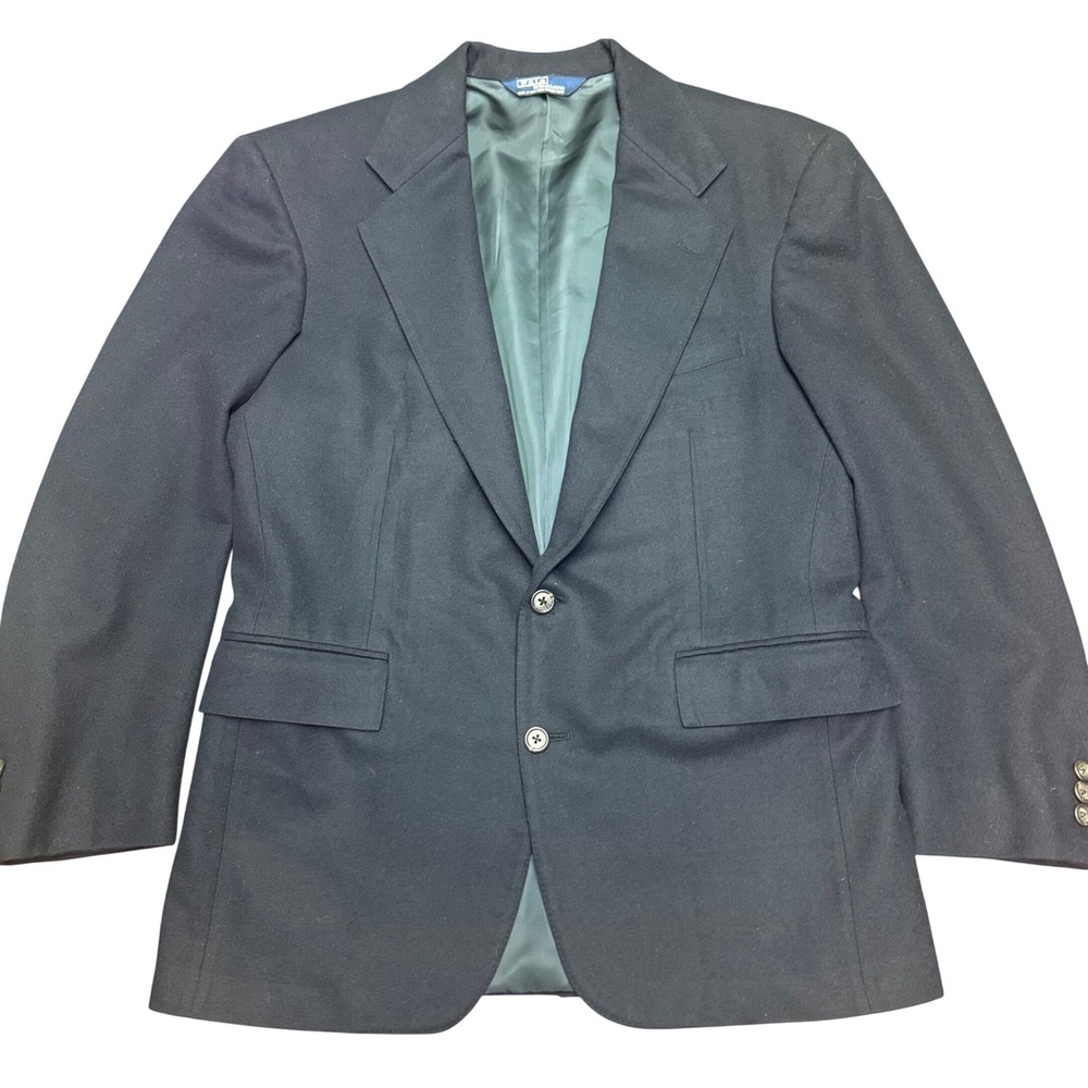 Vtg‎ Polo Ralph Lauren Blazer Mens 42 Navy Blue Two Button USA Wool Jacket